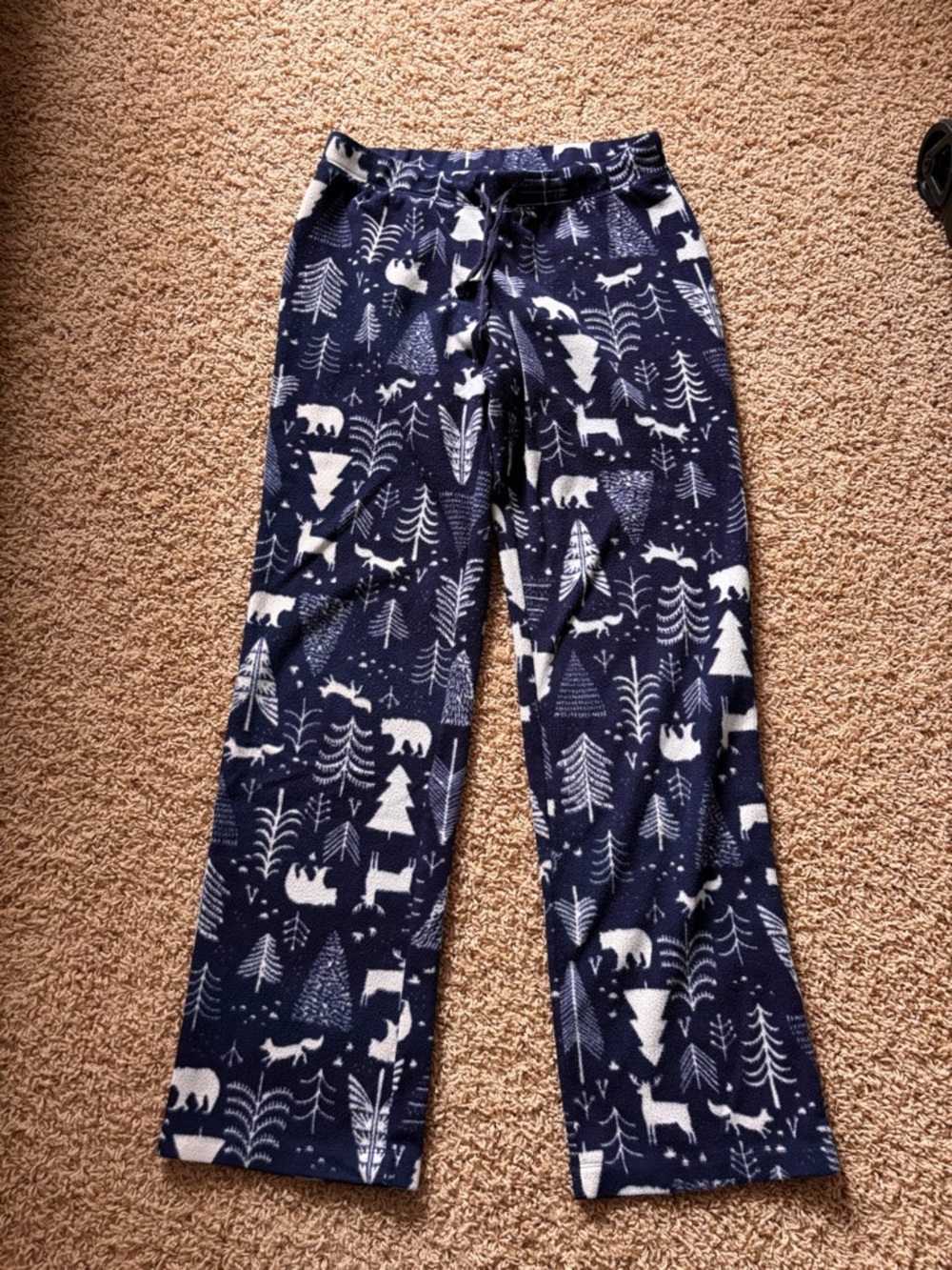 Old Navy Navy and White Fleece Pajama Pants with Woodland Print